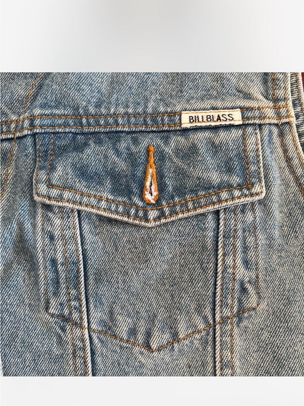 Billblass Vintage Denim Vest with Black Corduroy Collar - Picture 4 of 8